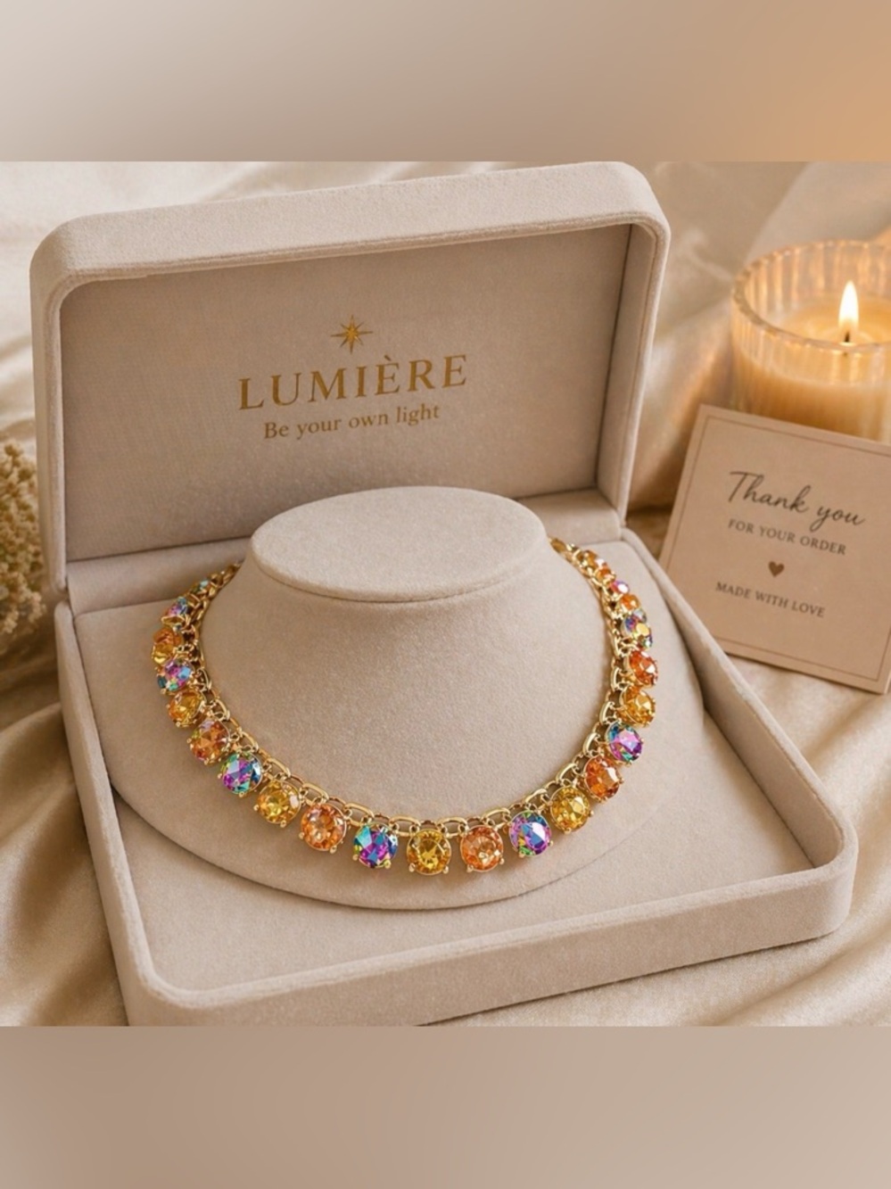 Elegant Gold and Multicolor Necklace